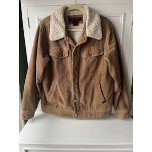 Tony Hawk Corduroy Sherpa Lined Jacket Tan Brown Trucker Mens Medium M Vintage